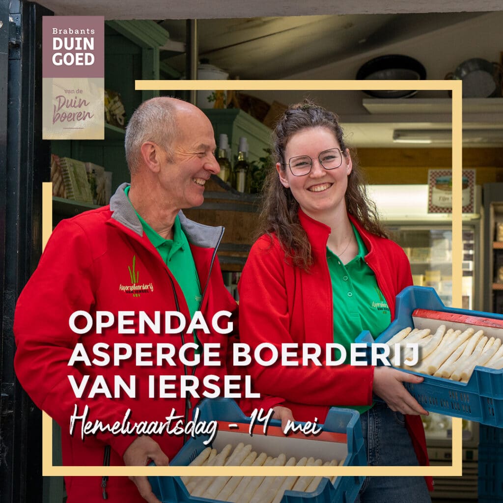 Hemelvaartsdag - donderdag 14 mei 2026



Zodra het aspergeseizoen is gestart vieren zij dat graag met een gezellige open dag op de boerderij!